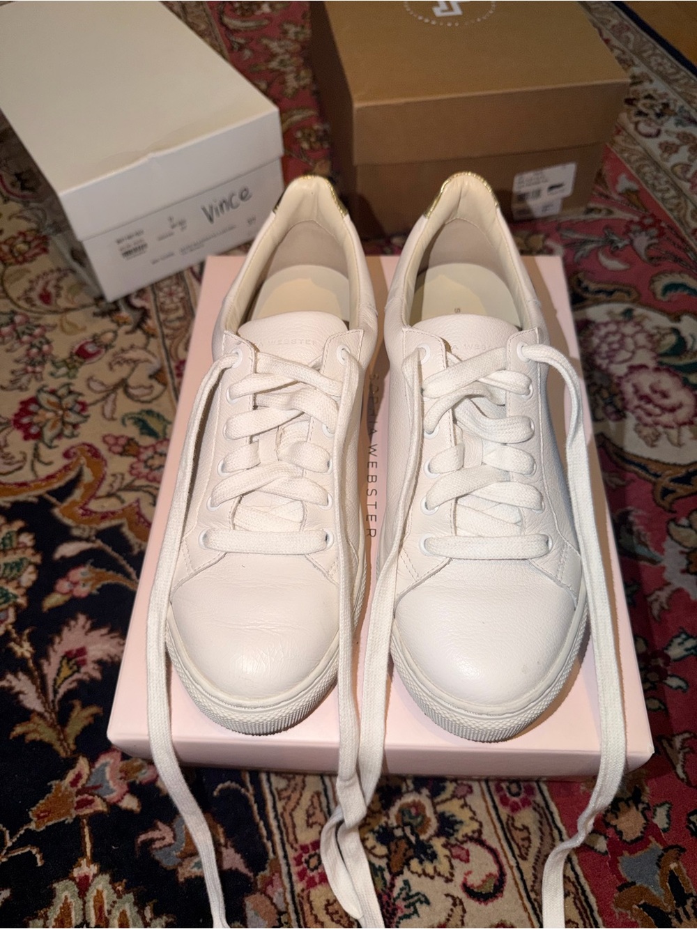 Sophia Webster White Leather Lace-Up Sneakers size 38